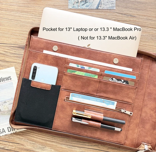 Alt view image 5 of 7 - 7 Ring Check Binder Vegan Leather Portfolio for 3-Up Business Size Checks, with Handle and Zippered Briefcase with 500 Check Capacity9 x 13 inch Sheets