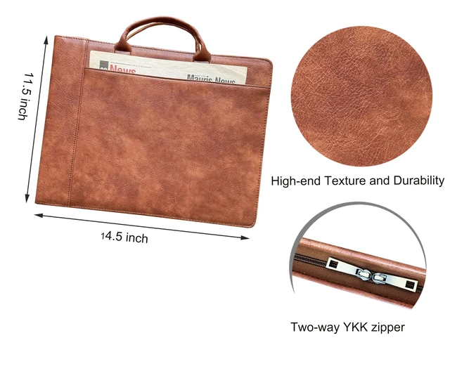 Alt view image 4 of 7 - 7 Ring Check Binder Vegan Leather Portfolio for 3-Up Business Size Checks, with Handle and Zippered Briefcase with 500 Check Capacity9 x 13 inch Sheets