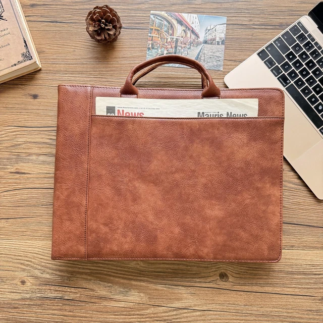 Alt view image 3 of 7 - 7 Ring Check Binder Vegan Leather Portfolio for 3-Up Business Size Checks, with Handle and Zippered Briefcase with 500 Check Capacity9 x 13 inch Sheets