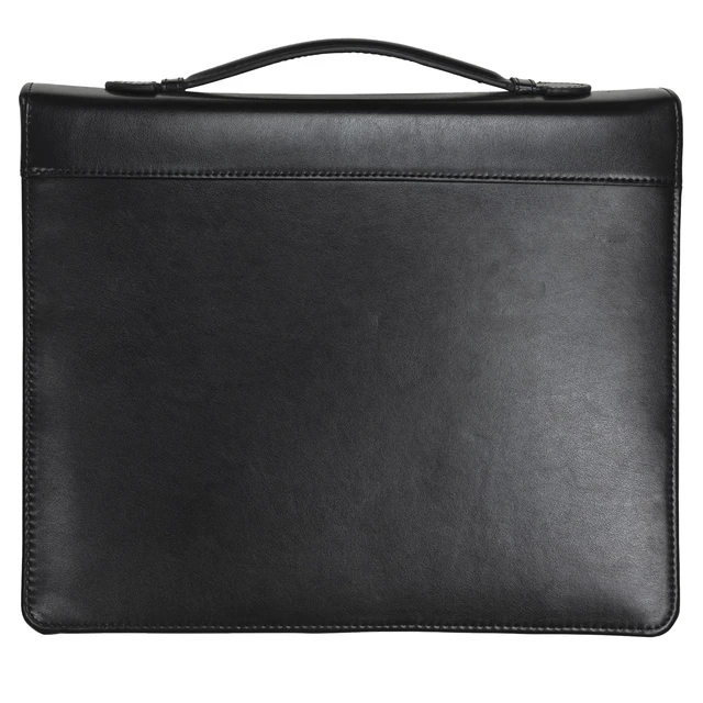 Alt view image 2 of 7 - 15540 Regal Leather Padfolio Zipper 1 inch Ring Binder, Carry Handle, Interior 10.1 Inch Tablet Sleeve, Letter Size Writing Pad, Black