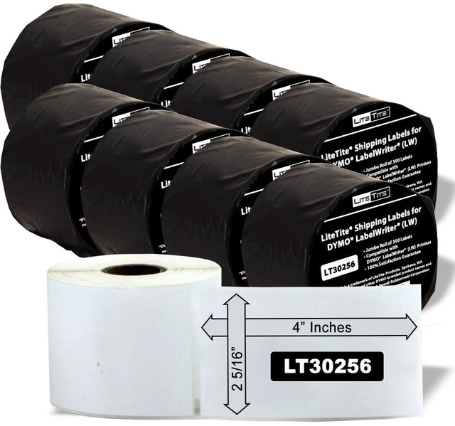 Main image of LT30256-8 Labels Compatible with DYMO (LW), 2-5/16 x 4 Inches, 8 Rolls, 2400 Labels (LT30256)