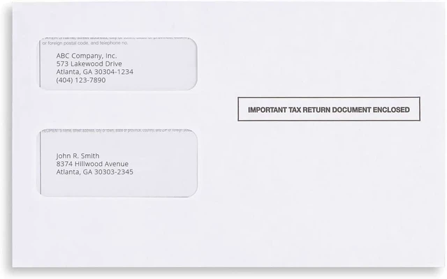 Alt view image 4 of 7 - 500 W2 Envelopes, Designed for Printed W2 Laser forms, W-2 Printed 2 Up Forms use by QuickBooks and other Tax Software -Gummed Seal- Double Window Security Envelopes Box of 500