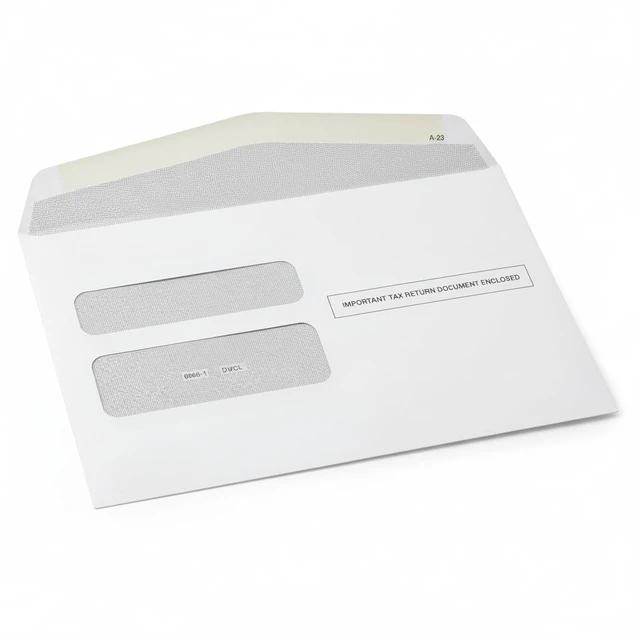 Alt view image 7 of 7 - 500 W2 Envelopes, Designed for Printed W2 Laser forms, W-2 Printed 2 Up Forms use by QuickBooks and other Tax Software -Gummed Seal- Double Window Security Envelopes Box of 500