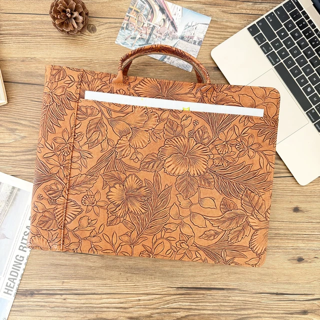 Alt view image 3 of 7 - 7 Ring Check Binder Vegan Leather Portfolio for 3-Up Business Checks with Handle and Zipper 500 Check Capacity, 9 x 13 inch Sheets Flower Debossed