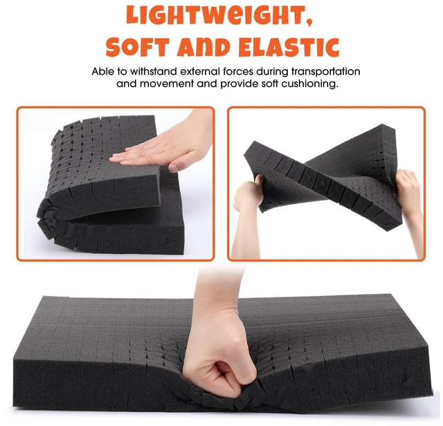 Alt view image 3 of 7 - 12 Pcs 16 x 12 x 2 Inch Pre-cubed Pick Apart Foam Sheets Pre-cut Polyethylene Foam Inserts Black Packing Padding for Tool Box, Camera, Crafts and Storage Case