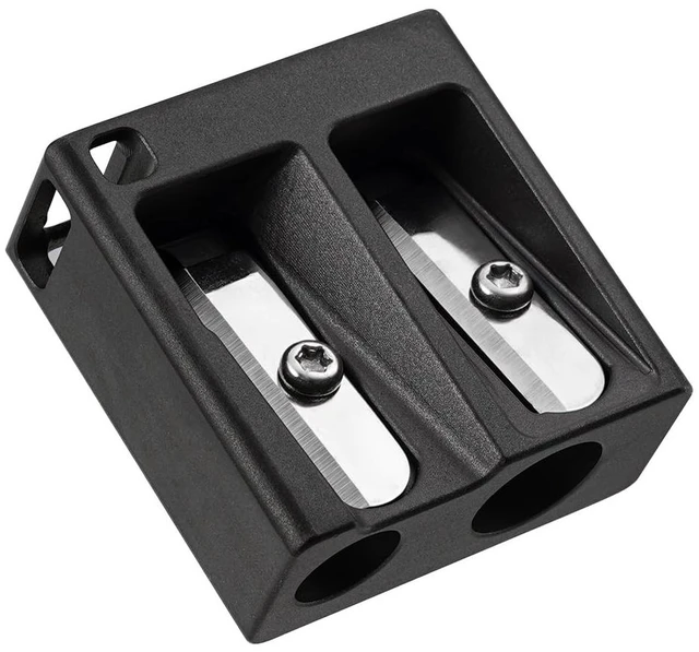 Main image of KT02 Double Hole Titanium Pencil Sharpener with German Steel Blade Compact Pocket Size, Keychain Attachment, Sturdy for School, Office and Outdoor Use (Black, Dual hole)