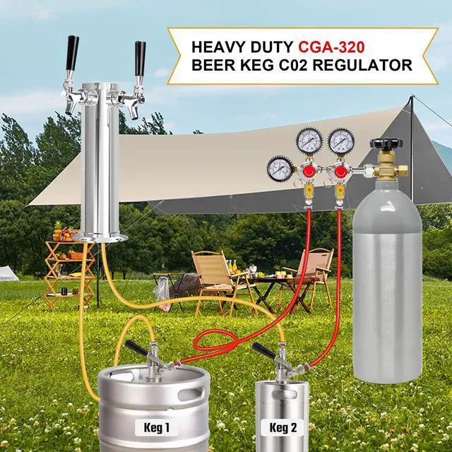 Alt view image 6 of 6 - Co2 Regulator for Kegerator, CGA-320 Co2 Regulator Dual Output Co2 Tank Regulator with 4 Hose Clamps, Draft Beer Kegerator Co2 Regulator Co2 Pressure Regulator for Home Brewing
