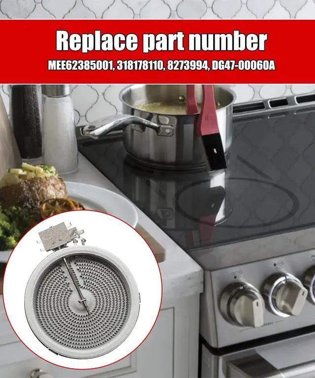 Alt view image 3 of 5 - 6" Radiant Surface Element/Burner | Fits for LG MEE62385001,Frigidaire 318178110,Whirlpool 8273994/W11171119, Samsung DG47-00060A