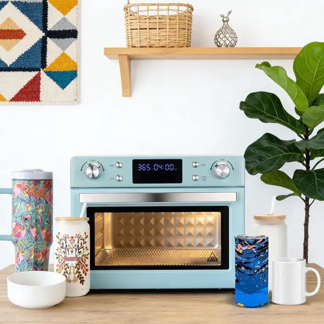 Alt view image 2 of 6 - Sublimation Oven Machine 25L 110V 1700W Blue with Digital Display, Large Capacity Convection Oven with LED Light for Sublimation Blanks Tumblers Mugs Cups Bottles Bulk Transfer with Glove