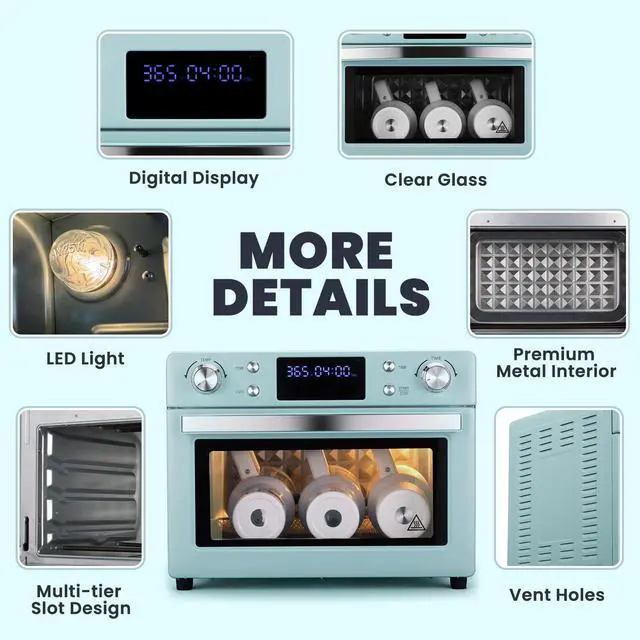 Alt view image 4 of 6 - Sublimation Oven Machine 25L 110V 1700W Blue with Digital Display, Large Capacity Convection Oven with LED Light for Sublimation Blanks Tumblers Mugs Cups Bottles Bulk Transfer with Glove