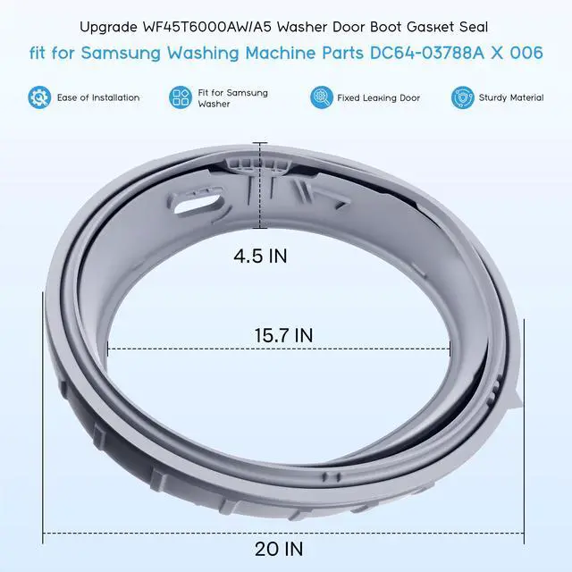 Alt view image 4 of 6 - WF45R6100AC WF45R6100AW WF45T6000AW fit for Samsung Door Seal DC64-03788A | Washer Door Seal fit for Samsung DC64-03788A Diaphragm Boot Sam-DC64-03788A X006 WF45T6000AV/A5 WF45A6400 WF45R6300 WF45T620