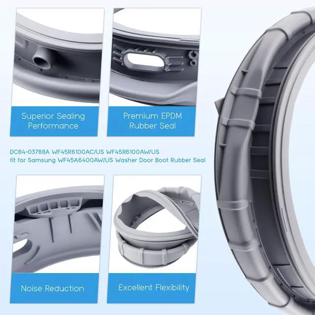 Alt view image 5 of 6 - WF45R6100AC WF45R6100AW WF45T6000AW fit for Samsung Door Seal DC64-03788A | Washer Door Seal fit for Samsung DC64-03788A Diaphragm Boot Sam-DC64-03788A X006 WF45T6000AV/A5 WF45A6400 WF45R6300 WF45T620