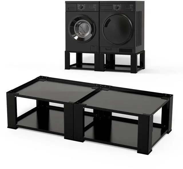 Main image of Washer and Dryer Pedestals Set of 2- Fit 27 and 28 Inch, Laundry Pedestal for Washer and Dryer, Alloy Steel Washing Machine Stand Raiser, Washer and Dryer Stand 15.75'' Height Black