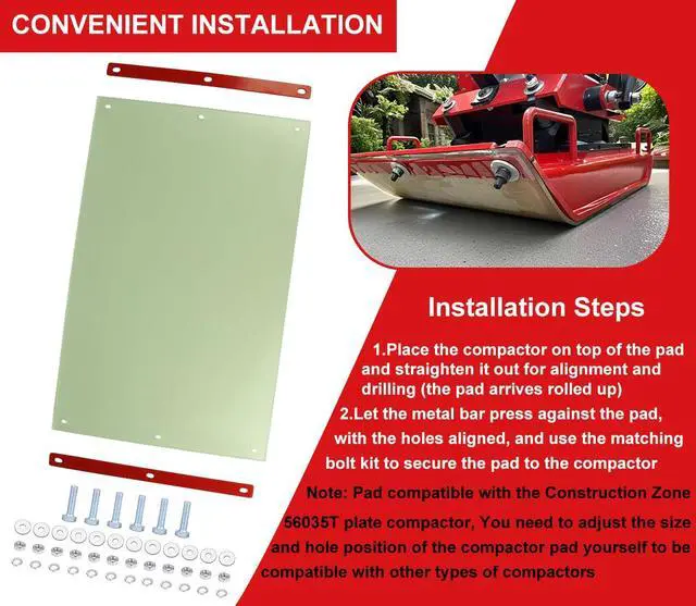 Alt view image 4 of 5 - Upgraded 56035-047 Plate Compactor Pad for Pavers, 27.5"x17.5"