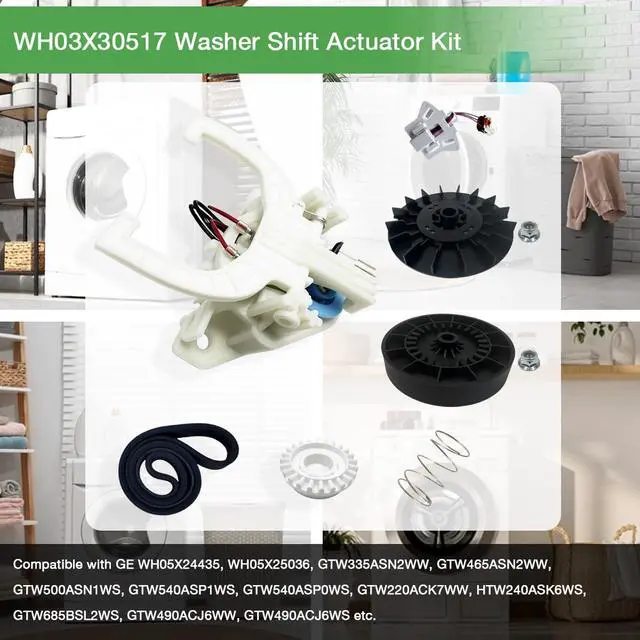Alt view image 5 of 6 - Upgraded WH03X30517 WH03X32218 WH03X32097 Shift Actuator Kit | Includes Motor Pulley & Transmission Pulley & Wh03X32158 Speed Sensor & WH05X24185 Machine Clutch Fits for GE Hotpoint Washer