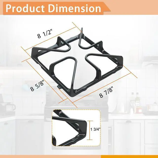 Alt view image 2 of 6 - WB31K10034 Burner Grate Replacement for GE Burner Grate Stove Parts General Electric Gas Range Stove Top Surface Grate, Cast Iron Rack, 4 Pack