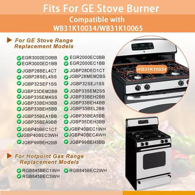 Alt view image 3 of 6 - WB31K10034 Burner Grate Replacement for GE Burner Grate Stove Parts General Electric Gas Range Stove Top Surface Grate, Cast Iron Rack, 4 Pack