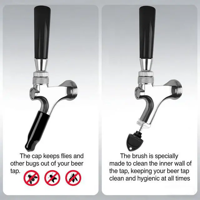 Alt view image 4 of 6 - 4 Sets All 304 Stainless Steel Beer Tap Faucet Kit - Draft Beer Dispenser with Handle, Spout Cover & Cleaning Brush for Kegerator Home Bar (All Stainless Steel Construction) (4)