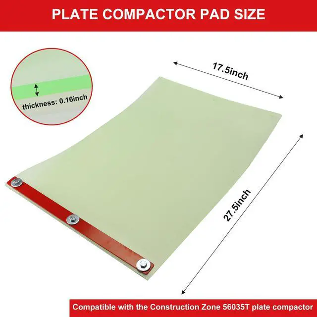 Alt view image 2 of 4 - Upgraded 56035-047 Plate Compactor Pad for Pavers, Plate Compactor Polyurethane Pad, 27.5"x17.5"