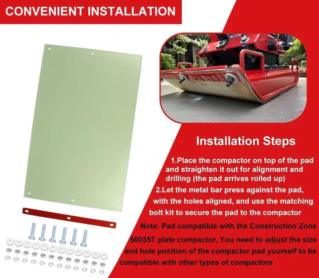 Alt view image 3 of 4 - Upgraded 56035-047 Plate Compactor Pad for Pavers, Plate Compactor Polyurethane Pad, 27.5"x17.5"