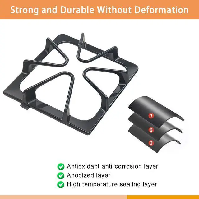Alt view image 5 of 6 - W10447925 Stove Grates Replacement for Whirlpool Stove Top, Gas Burner Range Grate for Maytag Amana Inglis Kirkland Cooktop Parts, Range Surface Grate Cast Iron Oven Grates Burner Rack Sets 4 Pack