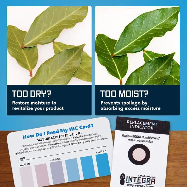 Alt view image 6 of 6 - 2-Way Humidity Control Pack - Preserve Flavor & Control Humidity at 69% RH - Moisture Absorber for Herbs, Spices & More - 8 Gram (Pack of 50)