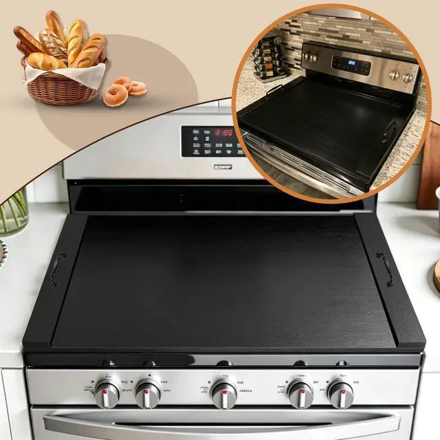 Alt view image 2 of 6 - Noodle Board Stove Cover with Handles, Black | For Electric Stove, For Gas Stove Top