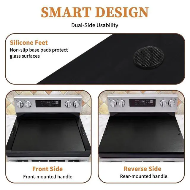 Alt view image 5 of 6 - Noodle Board Stove Cover with Handles, Black | For Electric Stove, For Gas Stove Top