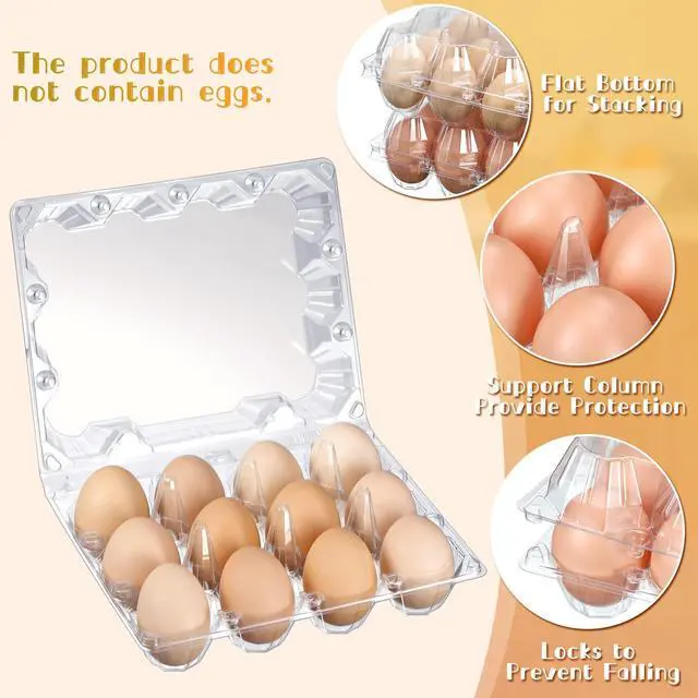 Alt view image 4 of 6 - 500 Pcs Plastic Egg Cartons Clear Egg Cartons Bulk Blank Tray for Chicken Farm Business Market Home Refrigerator Storage