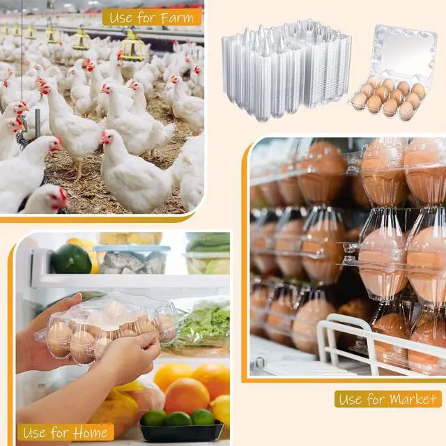 Alt view image 6 of 6 - 600 Pcs Plastic Egg Cartons Clear Egg Cartons Bulk Blank Tray for Chicken Farm Business Market Home Refrigerator Storage