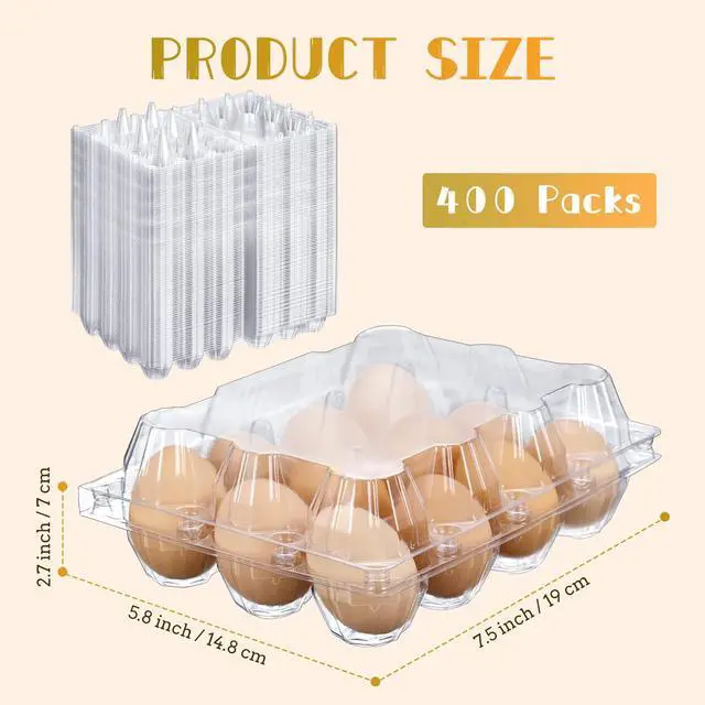 Alt view image 2 of 6 - 400 Pcs Plastic Egg Cartons Clear Egg Cartons Bulk Blank Tray for Chicken Farm Business Market Home Refrigerator Storage