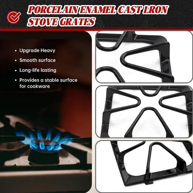 Alt view image 3 of 6 - W10447925 Cast Iron Stove Grates Replacement for Whirlpool Stove Parts Gas Burner Grate for Maytag Amana Inglis Kirkland Kenmore Range Cooktop Parts