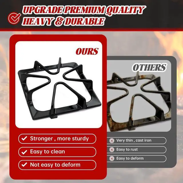 Alt view image 4 of 6 - W10447925 Cast Iron Stove Grates Replacement for Whirlpool Stove Parts Gas Burner Grate for Maytag Amana Inglis Kirkland Kenmore Range Cooktop Parts