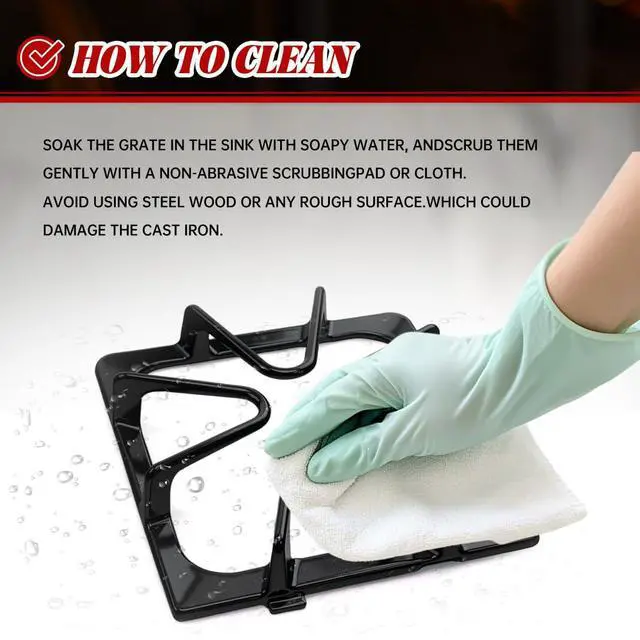Alt view image 5 of 6 - W10447925 Cast Iron Stove Grates Replacement for Whirlpool Stove Parts Gas Burner Grate for Maytag Amana Inglis Kirkland Kenmore Range Cooktop Parts
