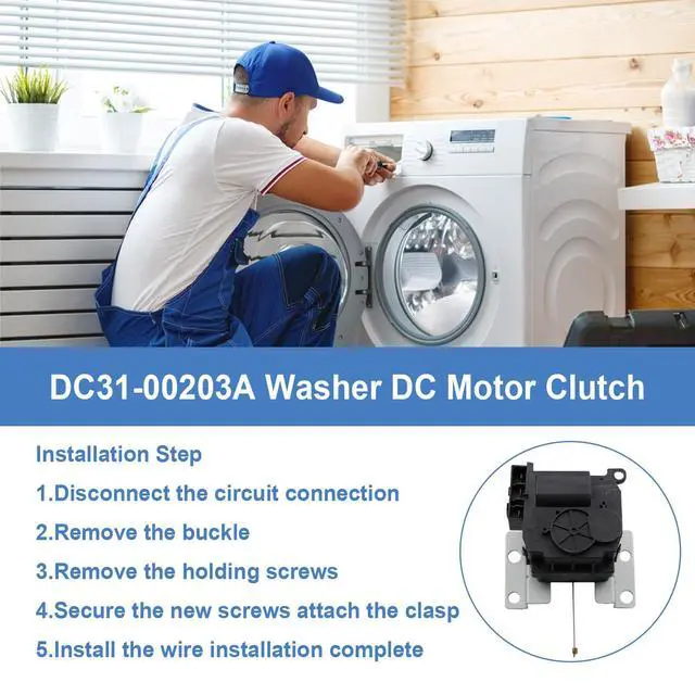 Alt view image 6 of 6 - DC31-00203A Washer DC Motor Clutch Compatible with Samsung Washing Machine Replace for DC31-00203A, DC3100203A, AP7190110, PS16734814, EAP16734814