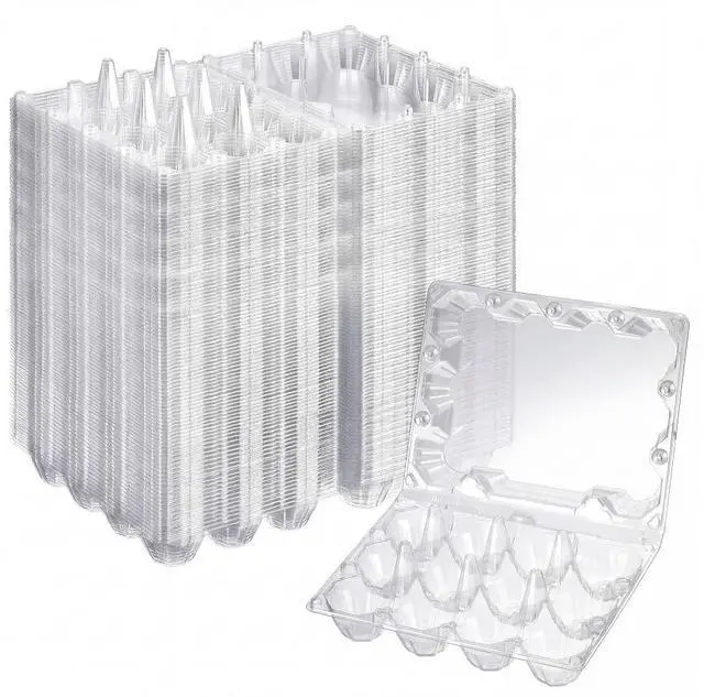 Main image of 250 Pcs Plastic Egg Cartons Clear Egg Cartons Bulk Blank Tray for Chicken Farm Business Market Home Refrigerator Storage