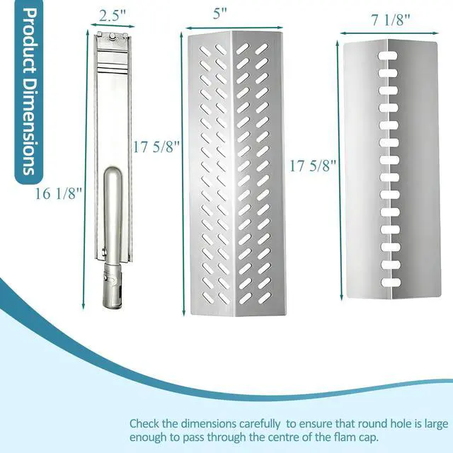 Alt view image 2 of 6 - SA652Z (11-Pack) 16 Inch Heavy Duty 304 Stainless Steel Grill Burner and Flame Tamers and Heat Plate Shield bull grill replacement parts and bull grill parts for Bull, for Cal Flame, for Blaze
