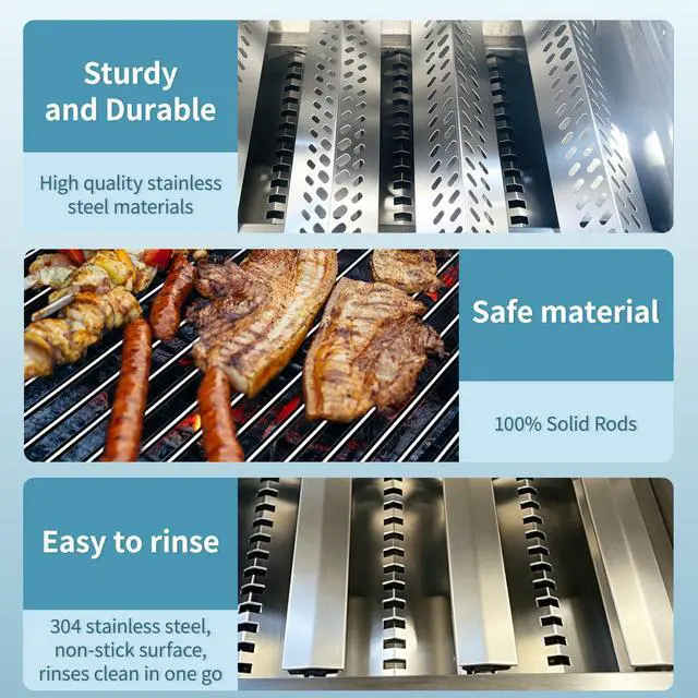 Alt view image 6 of 6 - SA652Z (11-Pack) 16 Inch Heavy Duty 304 Stainless Steel Grill Burner and Flame Tamers and Heat Plate Shield bull grill replacement parts and bull grill parts for Bull, for Cal Flame, for Blaze