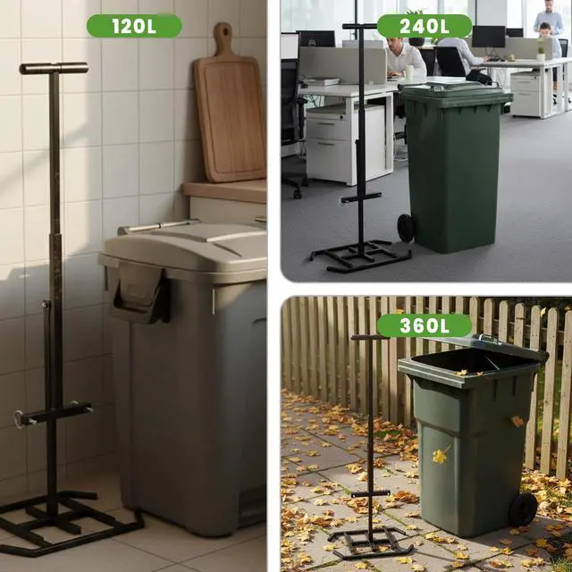 Alt view image 5 of 6 - NEWRTY Manual Trash Compactor Plus for 360L Wheelie Bin, Adjustable Depth | 3-level Depth with Spring-Ball Lock, Rotating 38×51cm Plate, Heavy-Duty Steel Construction, Easy Waste Compression, Outdoor