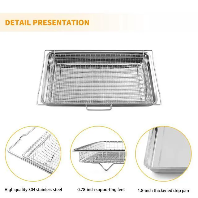 Alt view image 3 of 6 - NX-AA5000RS Air Fryer Tray Replacement for Samsung Oven Parts 24 3/4 x 16 1/2 304 Stainless Steel DG75-01001C Air Fryer Basket NX60T8111SS/AA NE63T8111SS/AA Samsung Air Fryer Rack 1 Set