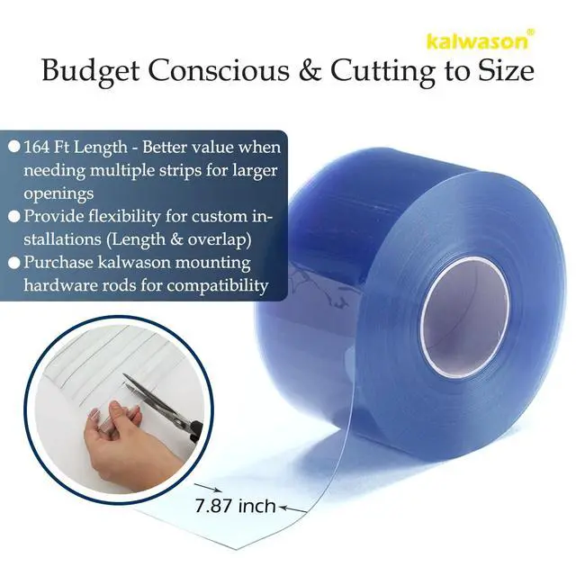 Alt view image 3 of 6 - Walk-in Cooler Freezer Plastic Vinyl Strip Door Curtain | Minimum -31°F, Heavy Duty PVC Curtain Bulk Roll, Commercial Industrial for Garage Warehouse, 164 Ft * 7.87" * 0.07" Smooth