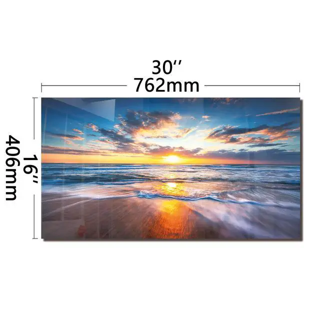 Alt view image 3 of 6 - Tempered Glass Backsplash for Kitchen,Sea Beach Design,30"x16" | Behind Stove Back Splash Panel Protector, Easy to Clean, Kitchen Wall Decorative