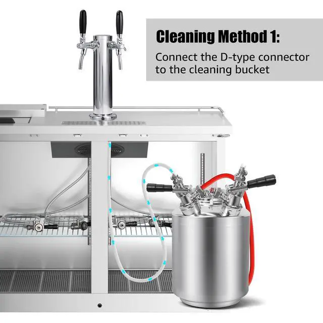 Alt view image 5 of 6 - 2.5 Gallon Stainless Beer Line Cleaning Keg Kegerator Line Cleaning Kit with 2 D Spears for D Coupler Mount, Efficient Keg Line Beer Line Cleaning Kit with Portable Handle for 2 HomeBrew Systems (10L)