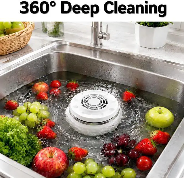 Alt view image 2 of 6 - Fruit and Vegetable Washing Machine, Upgraded 360° Vortex Fruit Washer with Next-Gen Ti-Electrolysis, 4 Smart Modes,Wireless Fruit Cleaner Device for Vegetables,Meat,Grains,IPX7 Waterproof
