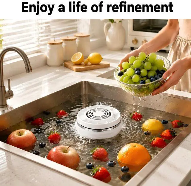 Alt view image 4 of 6 - Fruit and Vegetable Washing Machine, Upgraded 360° Vortex Fruit Washer with Next-Gen Ti-Electrolysis, 4 Smart Modes,Wireless Fruit Cleaner Device for Vegetables,Meat,Grains,IPX7 Waterproof