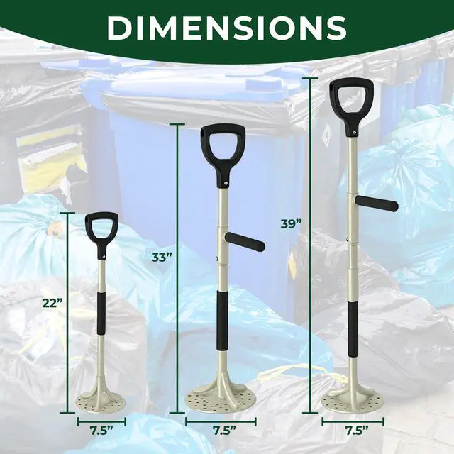 Alt view image 3 of 6 - Next Gen Manual Trash Compactor Heavy Duty Smasher Tool for Kitchen, Dumpster, Outdoor Use, Garbage Recycling, Steel Ground Tamper, Trash Can Compactor Tool, 22 x 7.5 Inches, White, D-Handle