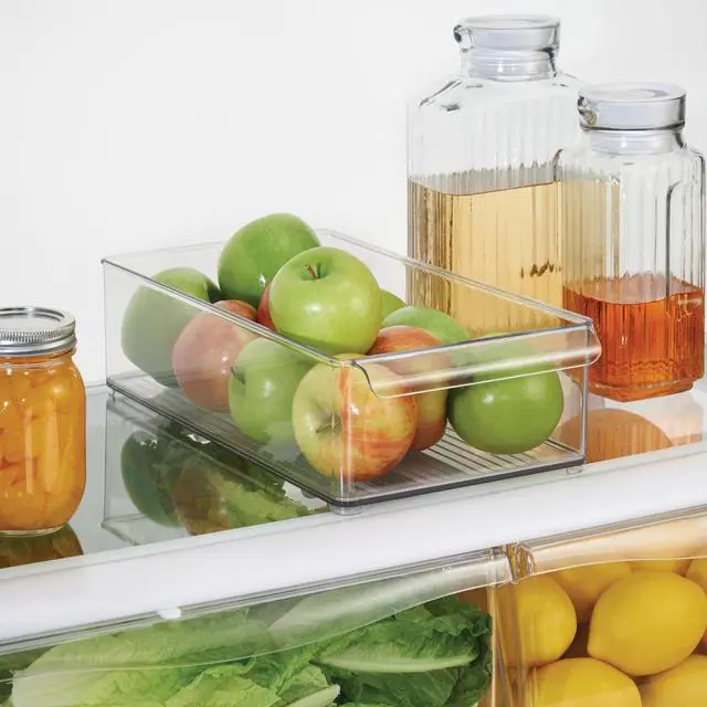 Alt view image 3 of 6 - Large Stackable Fridge or Freezer Bin, Set of 6, Clear | Front Handle, Made in USA