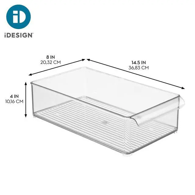 Alt view image 4 of 6 - Large Stackable Fridge or Freezer Bin, Set of 6, Clear | Front Handle, Made in USA