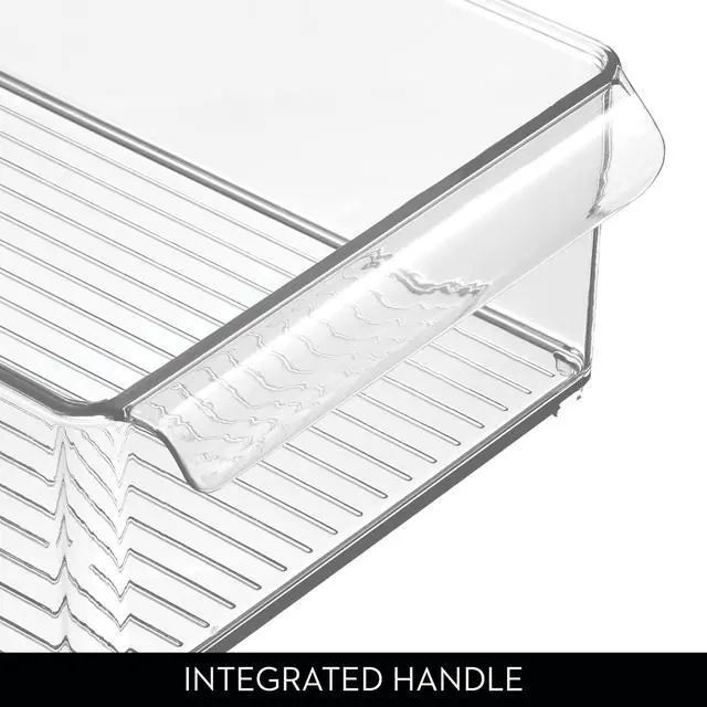 Alt view image 5 of 6 - Large Stackable Fridge or Freezer Bin, Set of 6, Clear | Front Handle, Made in USA