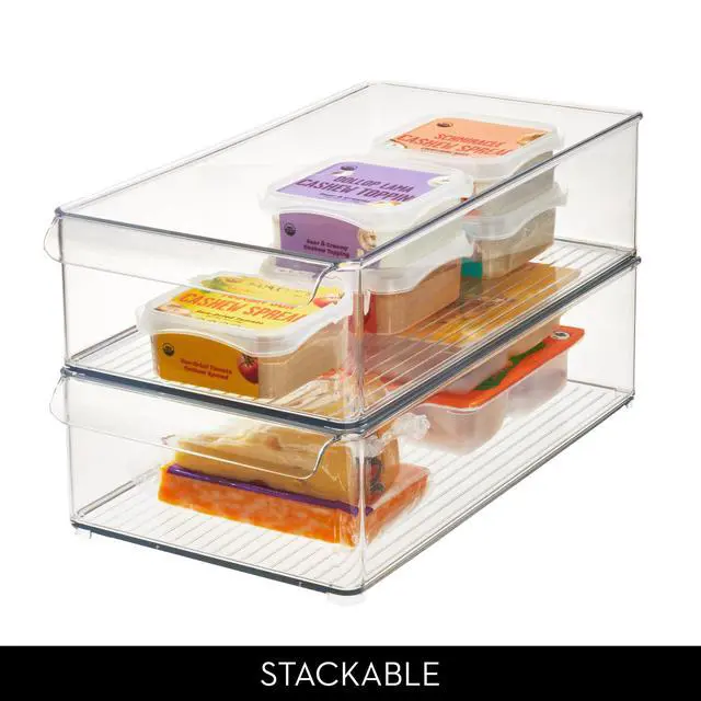 Alt view image 6 of 6 - Large Stackable Fridge or Freezer Bin, Set of 6, Clear | Front Handle, Made in USA
